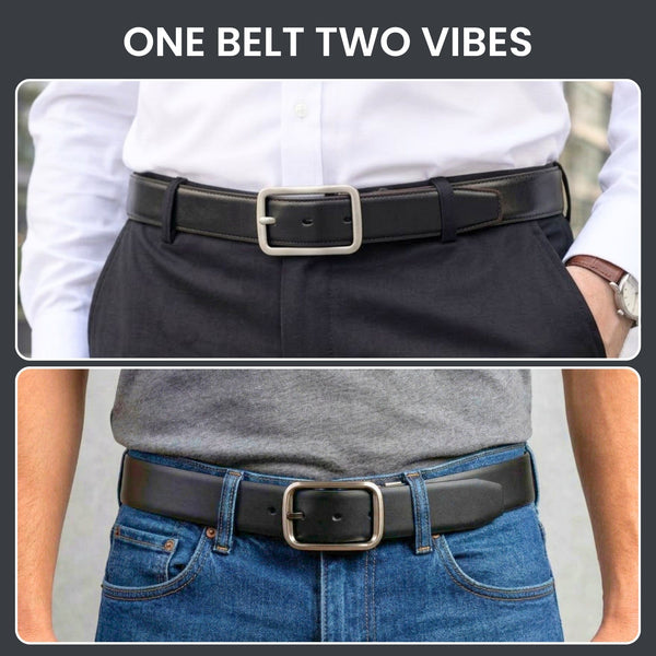 Mens Genuine Leather Belt | 2 in 1 Reversible (Black & Brown) (1 Pc.) - BLAVOR