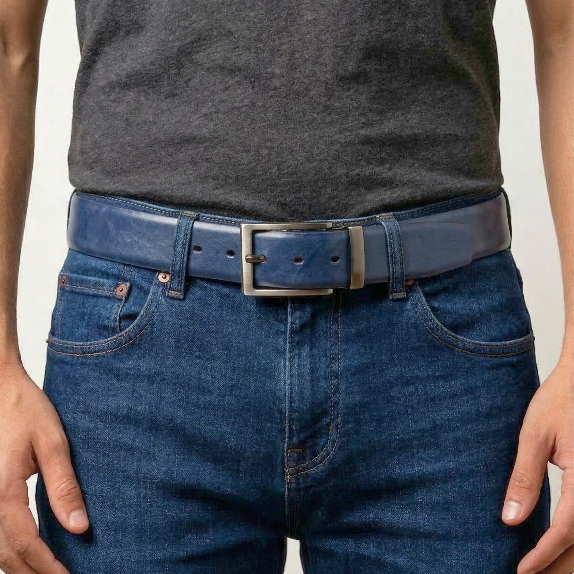 THE MEN THING Leather Belts BRAVEX BLUE - Premium Genuine Leather Reversible Belt for Men & Boys | Durable & Stylish for Everyday Wear
