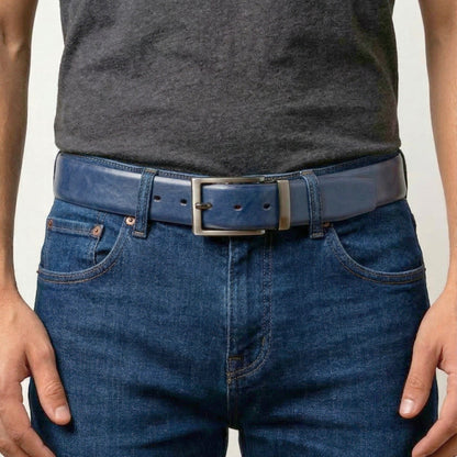 THE MEN THING Leather Belts BRAVEX BLUE - Premium Genuine Leather Reversible Belt for Men & Boys | Durable & Stylish for Everyday Wear