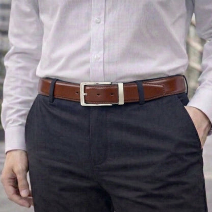 THE MEN THING Leather Belts CLASSOR BROWN - Premium Genuine Leather Reversible Belt for Men & Boys | Durable & Stylish for Everyday Wear