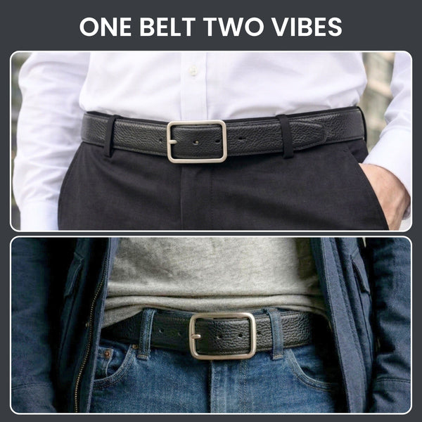 Mens Genuine Leather Belt | 2 in 1 Reversible (Black & Brown) (1 Pc.) - COREVA