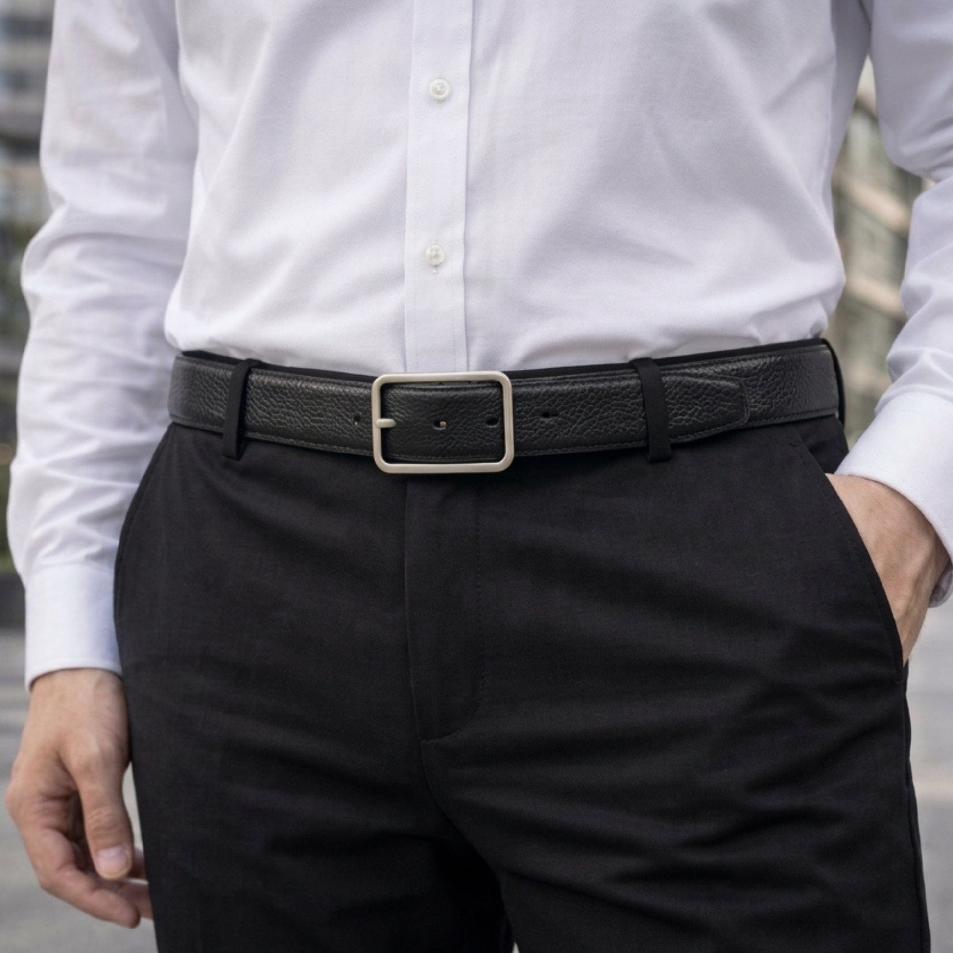 THE MEN THING Leather Belts COREVA BLACK - Premium Genuine Leather Reversible Belt for Men & Boys | Durable & Stylish for Everyday Wear