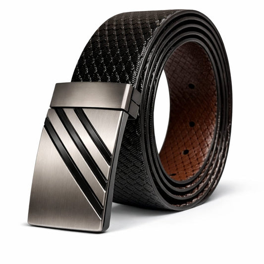 THE MEN THING Leather Belts DIAGONOX BLACK - Premium Genuine Leather Reversible Belt for Men & Boys | Durable & Stylish for Everyday Wear