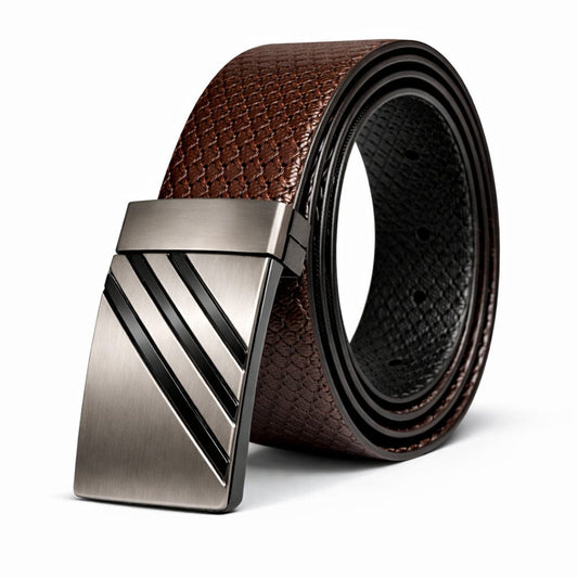 THE MEN THING Leather Belts DIAGONOX BROWN - Premium Genuine Leather Reversible Belt for Men & Boys | Durable & Stylish for Everyday Wear