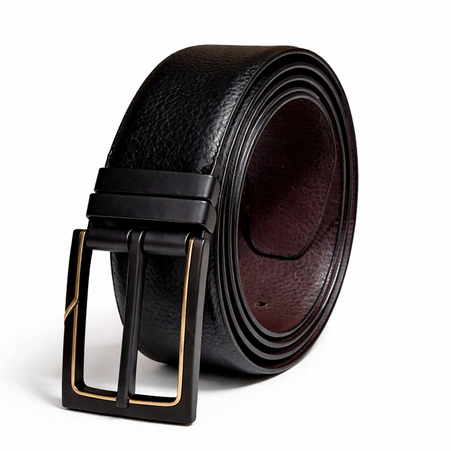 THE MEN THING Leather Belts DORVEX BLACK - Premium Genuine Leather Reversible Belt for Men & Boys | Durable & Stylish for Everyday Wear