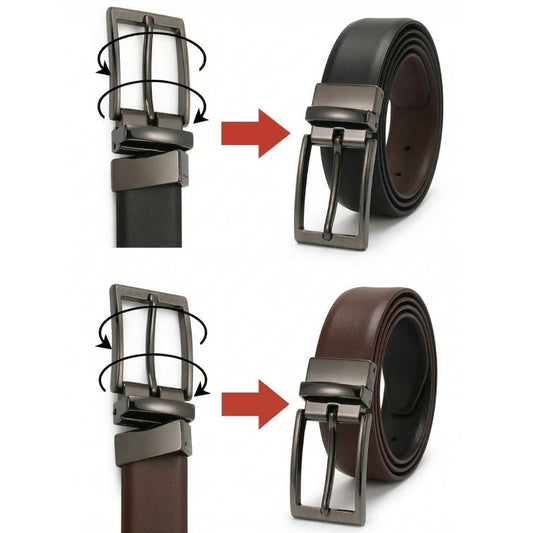 THE MEN THING Leather Belts DUALIX BROWN - Premium Genuine Leather Reversible Belt for Men & Boys | Durable & Stylish for Everyday Wear