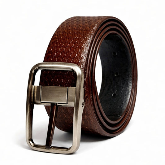 THE MEN THING Leather Belts DUALTEX BROWN - Premium Genuine Leather Reversible Belt for Men & Boys | Durable & Stylish for Everyday Wear
