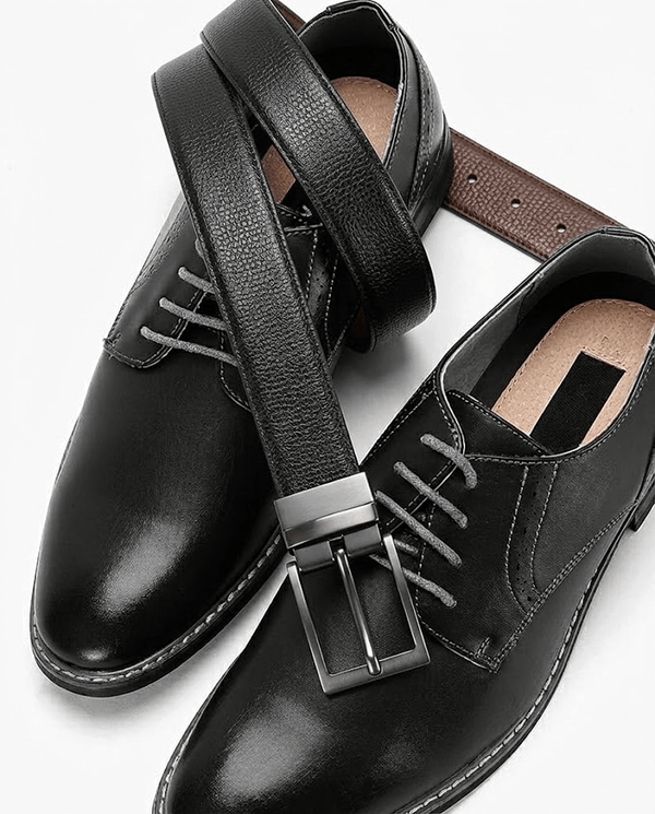Mens Genuine Leather Belt | 2 in 1 Reversible (Black & Brown) (1 Pc.) - DURON