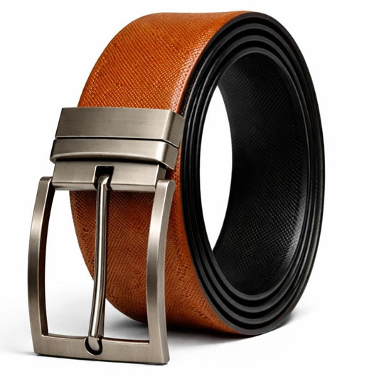 THE MEN THING Leather Belts GRAVEX BROWN - Premium Genuine Leather Reversible Belt for Men & Boys | Durable & Stylish for Everyday Wear