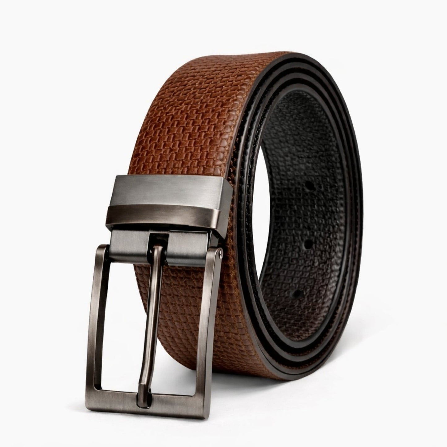 THE MEN THING Leather Belts GRIDON BROWN - Premium Genuine Leather Reversible Belt for Men & Boys | Durable & Stylish for Everyday Wear