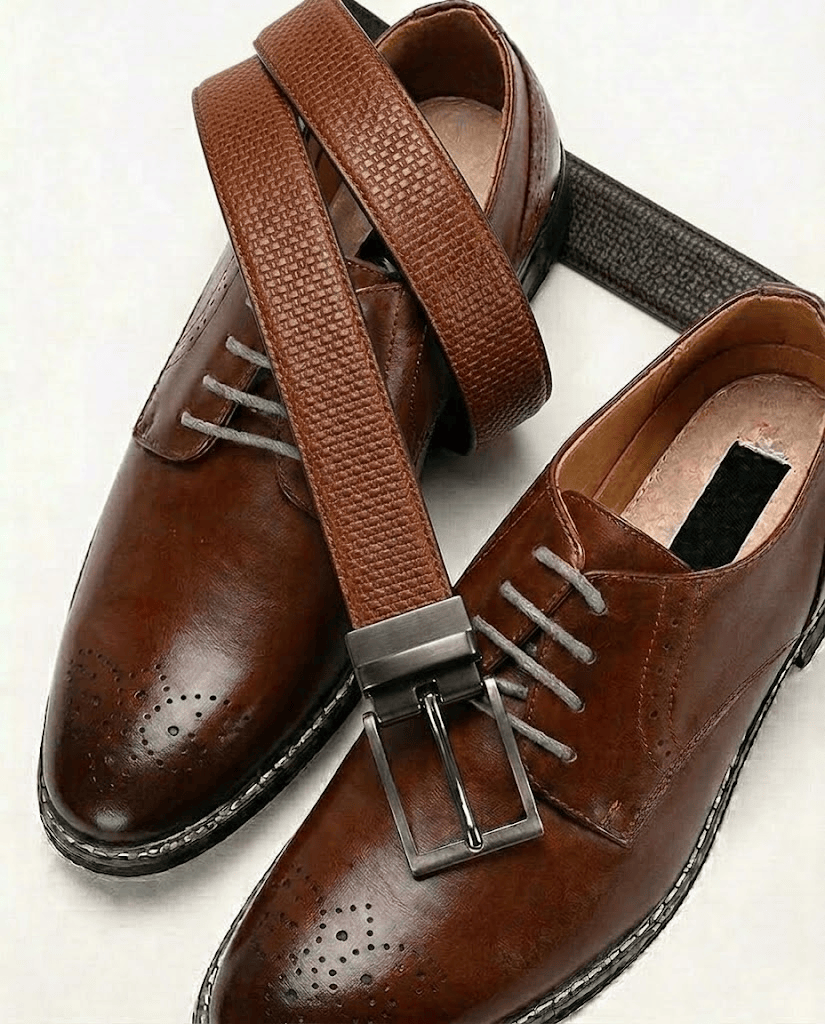 THE MEN THING Leather Belts GRIDON BROWN - Premium Genuine Leather Reversible Belt for Men & Boys | Durable & Stylish for Everyday Wear