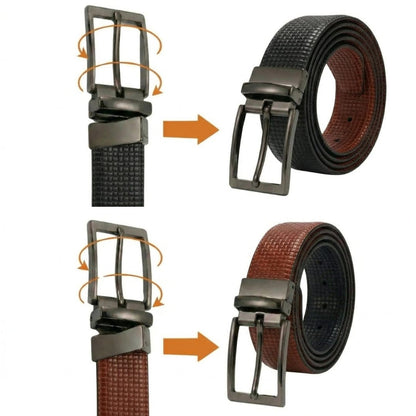 THE MEN THING Leather Belts GRIDON BROWN - Premium Genuine Leather Reversible Belt for Men & Boys | Durable & Stylish for Everyday Wear