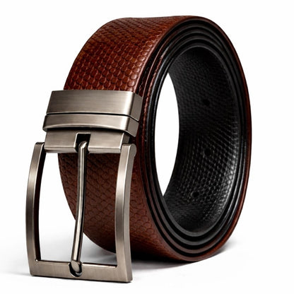 THE MEN THING Leather Belts HEXARO BROWN - Premium Genuine Leather Reversible Belt for Men & Boys | Durable & Stylish for Everyday Wear