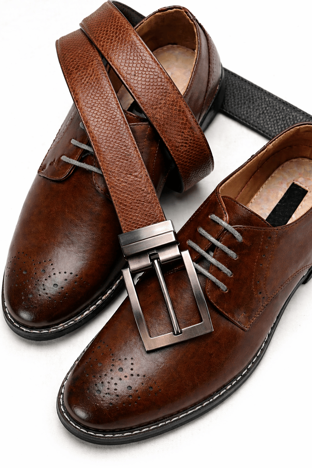 THE MEN THING Leather Belts HEXARO BROWN - Premium Genuine Leather Reversible Belt for Men & Boys | Durable & Stylish for Everyday Wear