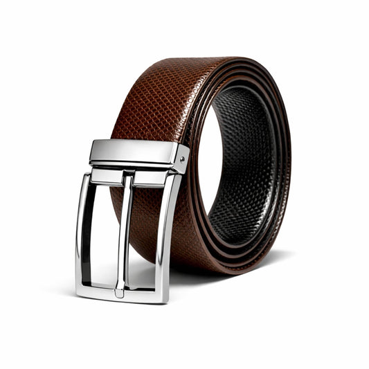 THE MEN THING Leather Belts HEXOR BROWN - Premium Genuine Leather Reversible Belt for Men & Boys | Durable & Stylish for Everyday Wear