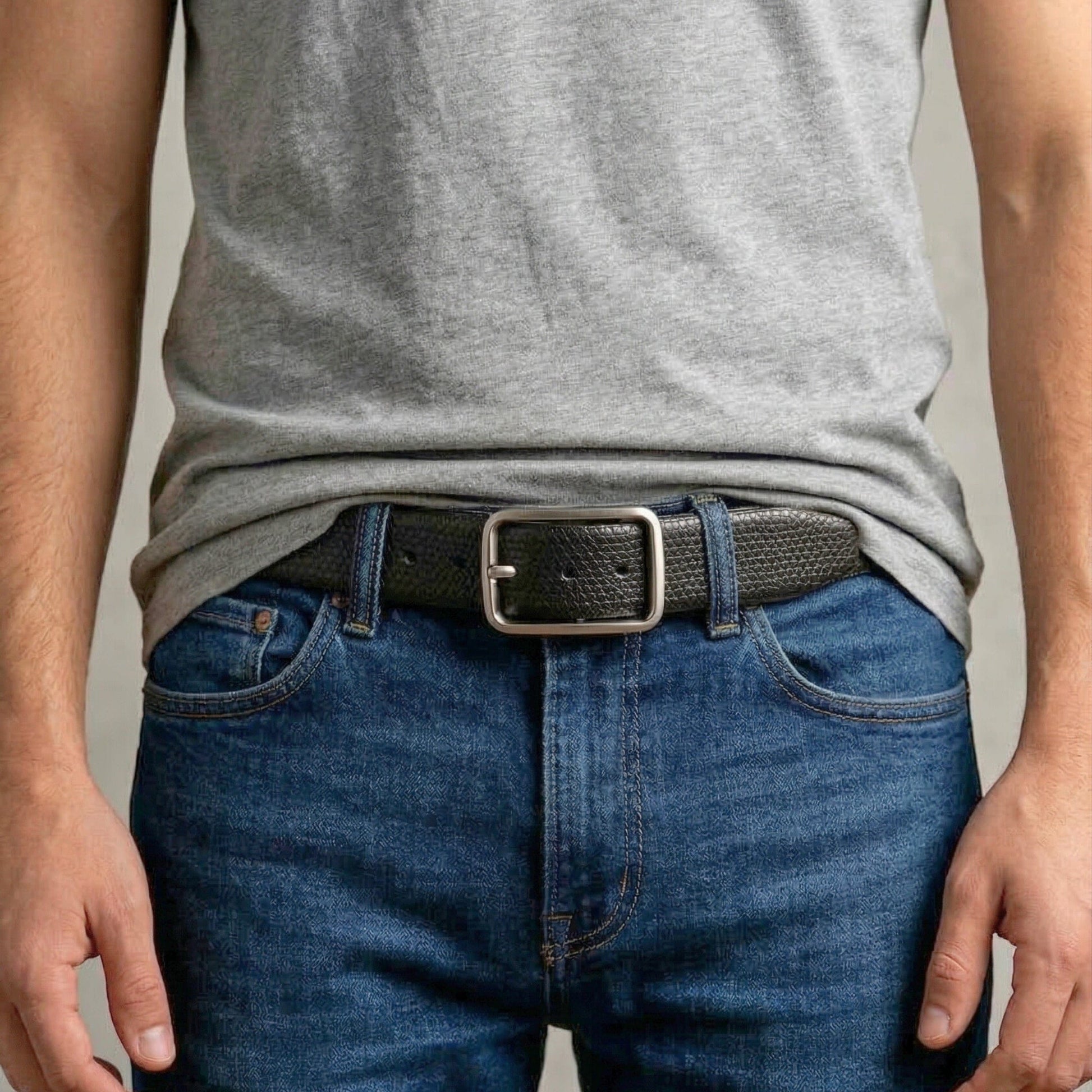 THE MEN THING Leather Belts HEXSHIFT BLACK - Premium Genuine Leather Reversible Belt for Men & Boys | Durable & Stylish for Everyday Wear