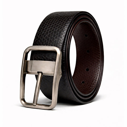 THE MEN THING Leather Belts HEXSHIFT BLACK - Premium Genuine Leather Reversible Belt for Men & Boys | Durable & Stylish for Everyday Wear