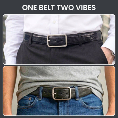 THE MEN THING Leather Belts HEXSHIFT BLACK - Premium Genuine Leather Reversible Belt for Men & Boys | Durable & Stylish for Everyday Wear