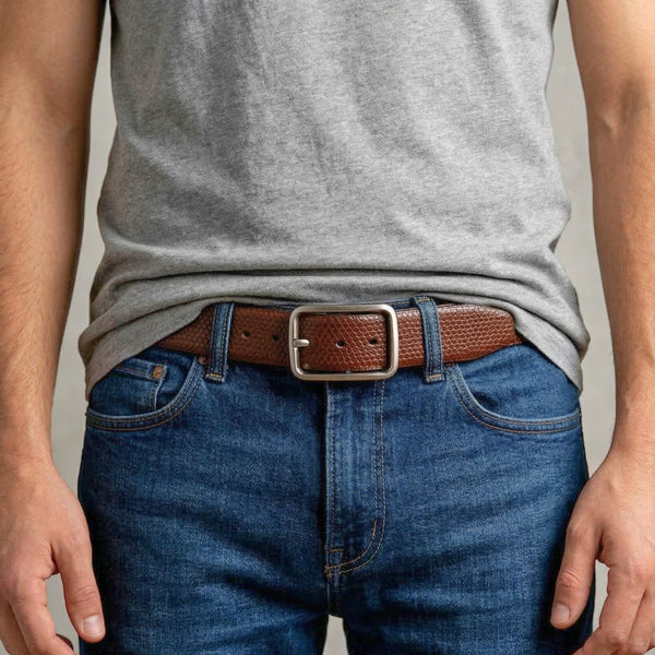 Mens Genuine Leather Belt | 2 in 1 Reversible (Brown & Black) (1 Pc.) - HEXSHIFT