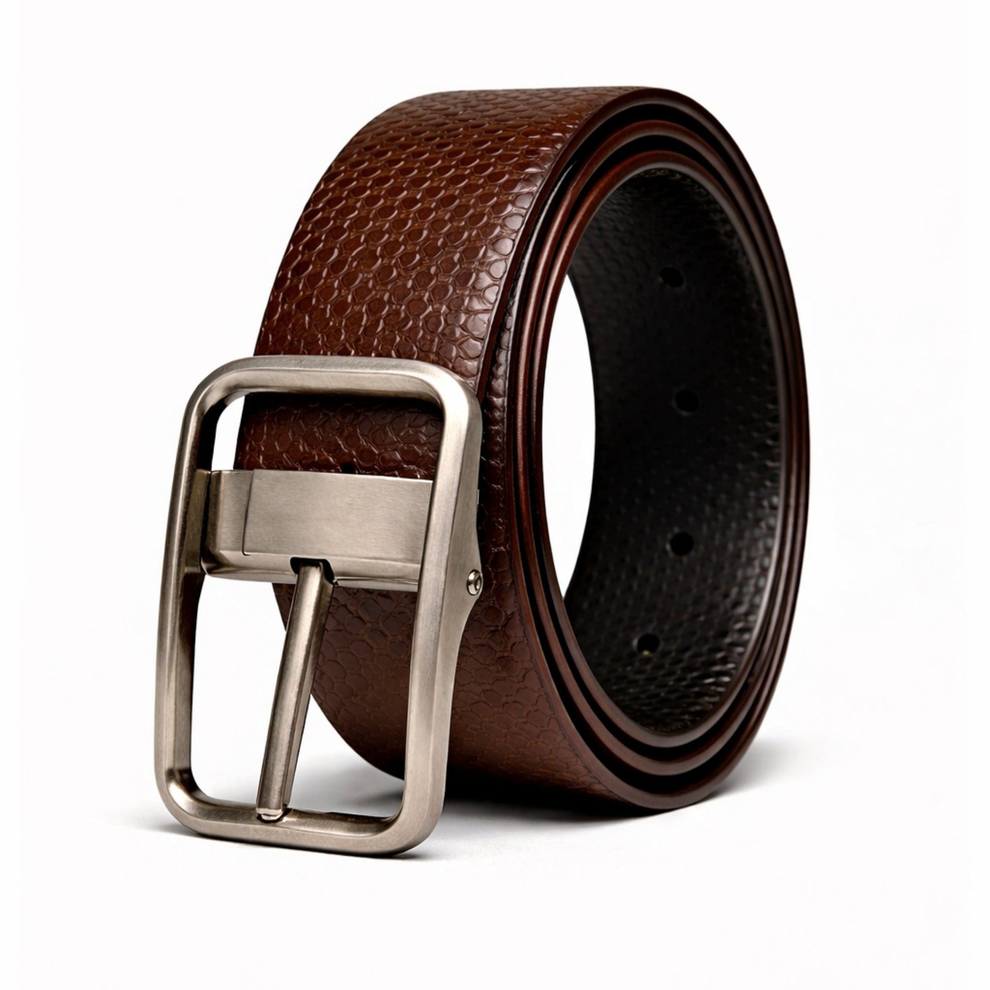 THE MEN THING Leather Belts HEXSHIFT BROWN - Premium Genuine Leather Reversible Belt for Men & Boys | Durable & Stylish for Everyday Wear