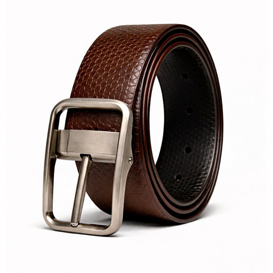 THE MEN THING Leather Belts HEXSHIFT BROWN - Premium Genuine Leather Reversible Belt for Men & Boys | Durable & Stylish for Everyday Wear