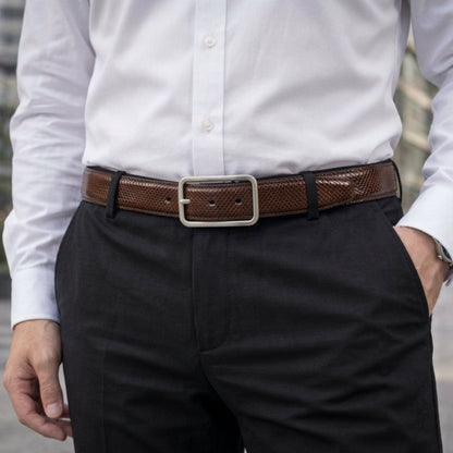 THE MEN THING Leather Belts HEXSHIFT BROWN - Premium Genuine Leather Reversible Belt for Men & Boys | Durable & Stylish for Everyday Wear