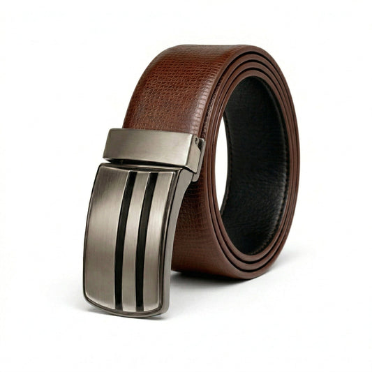 THE MEN THING Leather Belts LINEFORGE BROWN - Premium Genuine Leather Reversible Belt for Men & Boys | Durable & Stylish for Everyday Wear