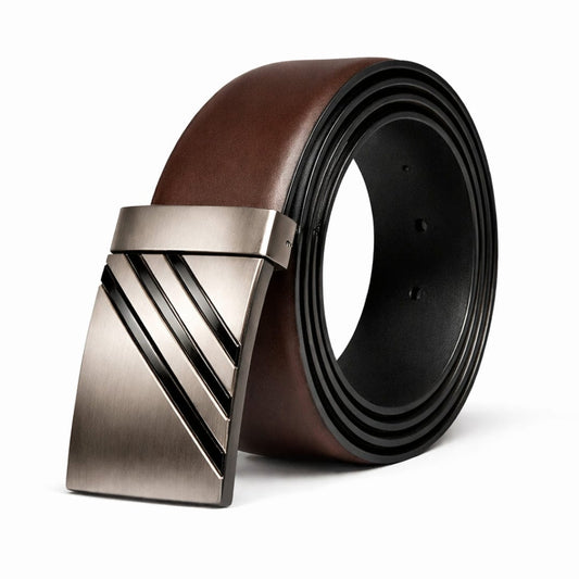 THE MEN THING Leather Belts LYVEX BROWN - Premium Genuine Leather Reversible Belt for Men & Boys | Durable & Stylish for Everyday Wear