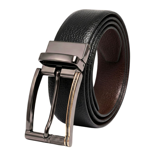 THE MEN THING Leather Belts Mens Genuine Leather Belt | 2 in 1 Reversible (Black & Brown) (1 Pc.) - LUXORIC