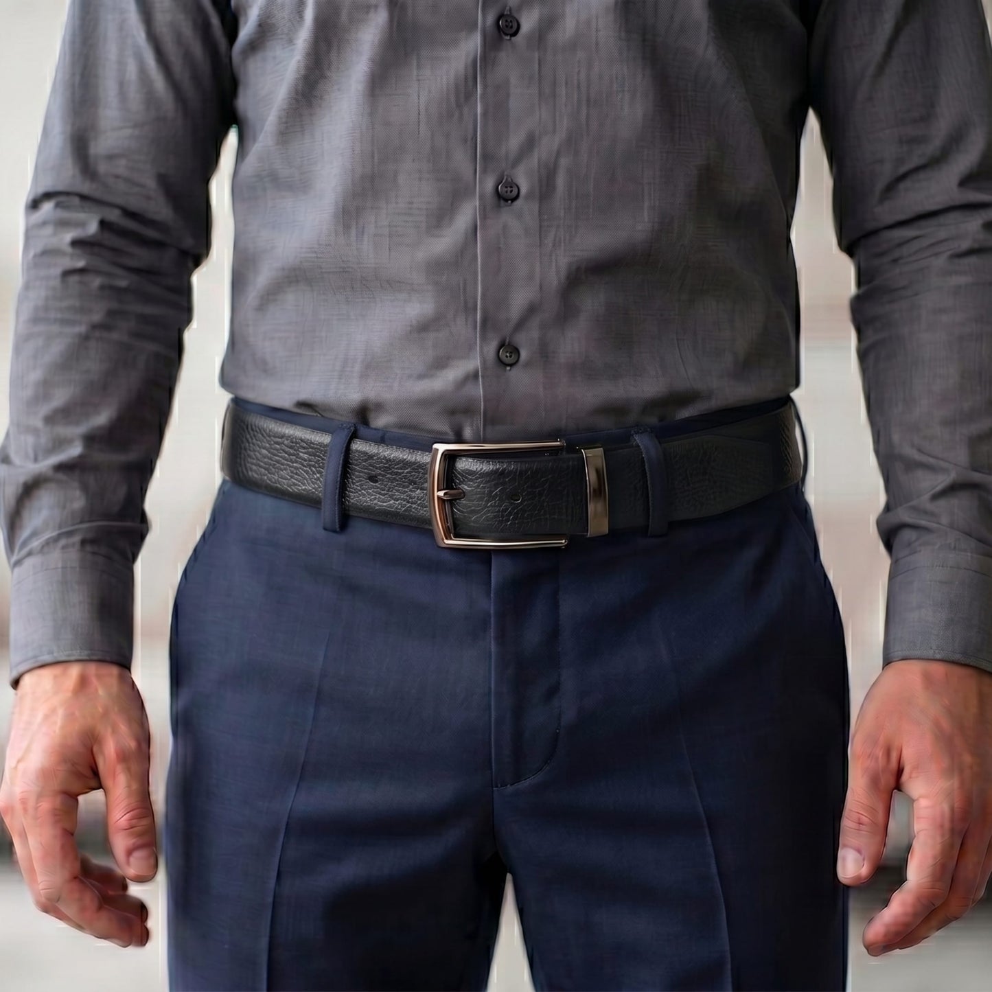 THE MEN THING Leather Belts Mens Genuine Leather Belt | 2 in 1 Reversible (Black & Brown) (1 Pc.) - LUXORIC