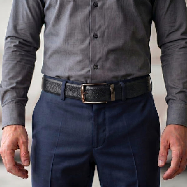 Mens Genuine Leather Belt | 2 in 1 Reversible (Black & Brown) (1 Pc.) - LUXORIC
