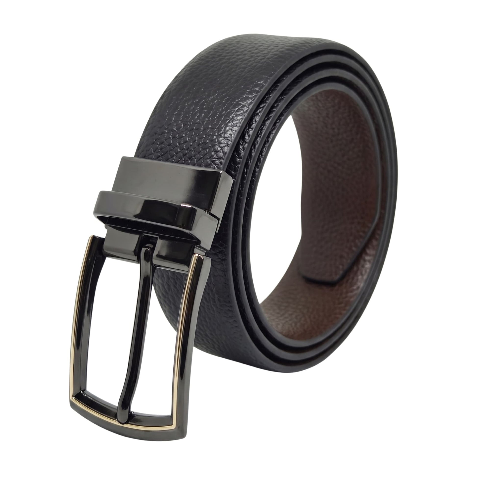 THE MEN THING Leather Belts Mens Genuine Leather Belt | 2 in 1 Reversible (Black & Brown) (1 Pc.) - LUXORIC