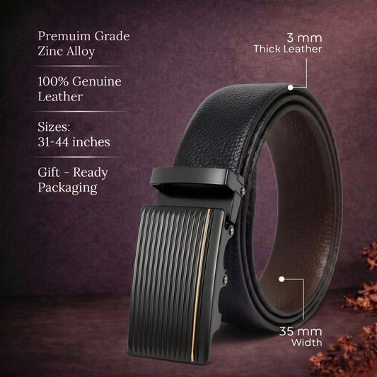 THE MEN THING Leather Belts Mens Genuine Leather Belt | 2 in 1 Reversible (Black & Brown) (1 Pc.) - LUXORIC