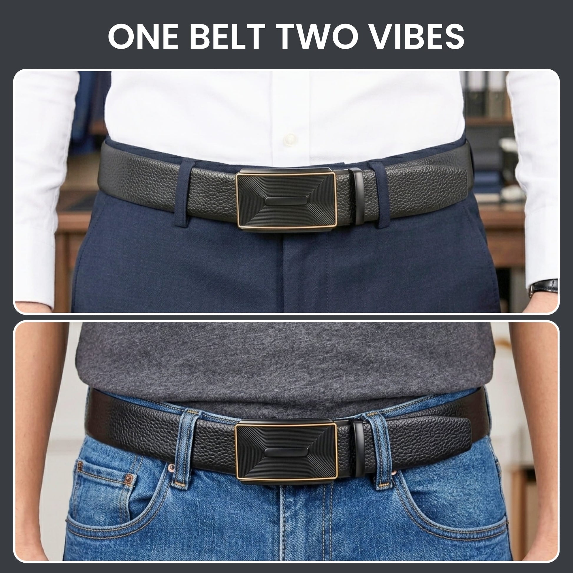 THE MEN THING Leather Belts Mens Genuine Leather Belt | 2 in 1 Reversible (Black & Brown) (1 Pc.) - LUXORIC