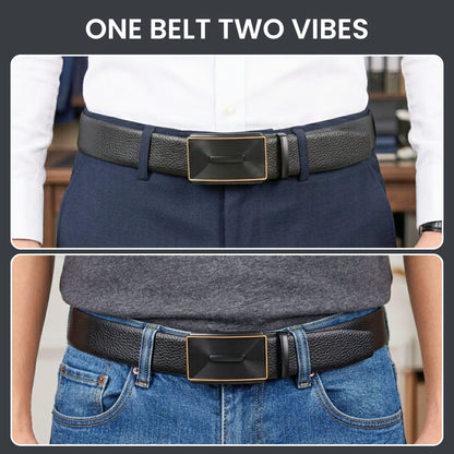 THE MEN THING Leather Belts Mens Genuine Leather Belt | 2 in 1 Reversible (Black & Brown) (1 Pc.) - LUXORIC
