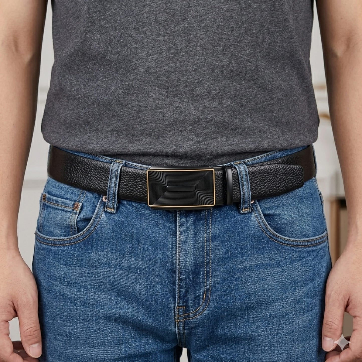 THE MEN THING Leather Belts Mens Genuine Leather Belt | 2 in 1 Reversible (Black & Brown) (1 Pc.) - LUXORIC