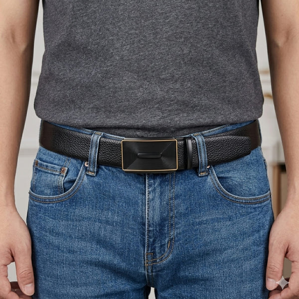 Mens Genuine Leather Belt | 2 in 1 Reversible (Black & Brown) (1 Pc.) - LUXORIC