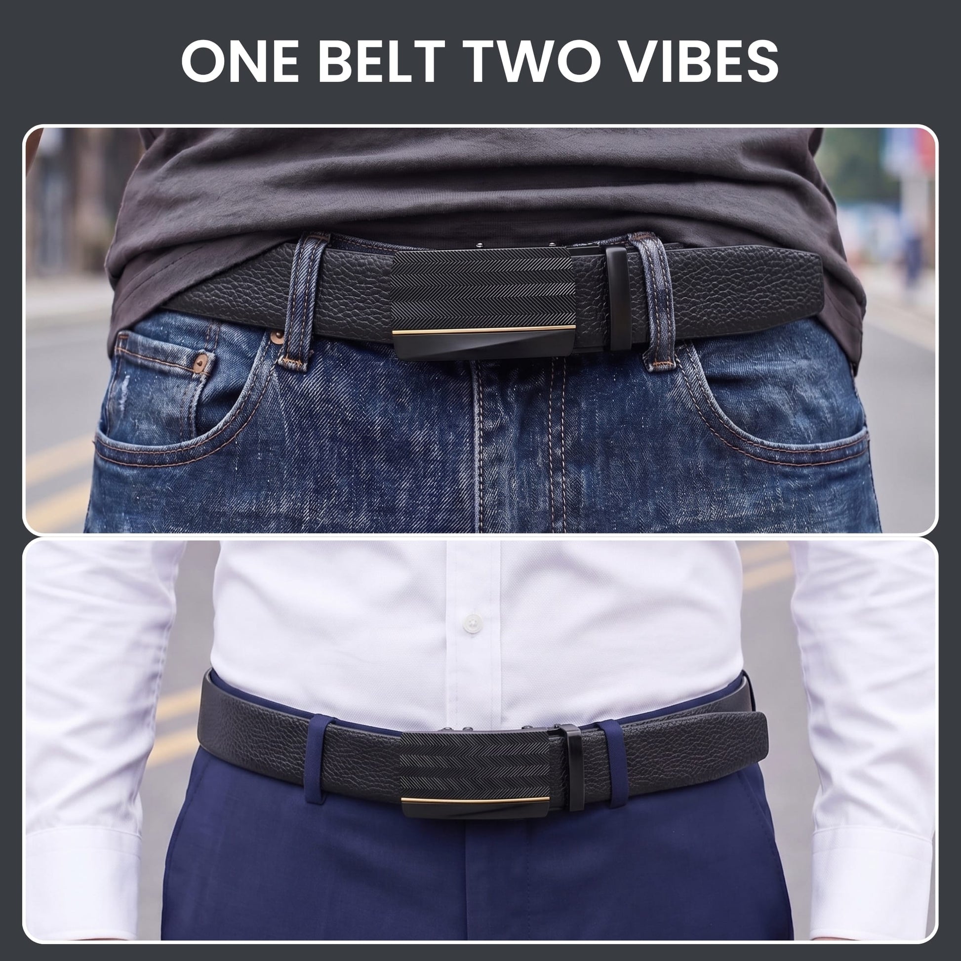THE MEN THING Leather Belts Mens Genuine Leather Belt | 2 in 1 Reversible (Black & Brown) (1 Pc.) - LUXORIC
