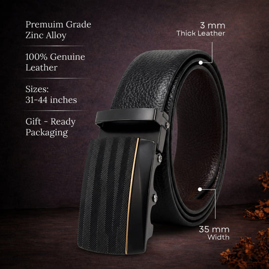 THE MEN THING Leather Belts Mens Genuine Leather Belt | 2 in 1 Reversible (Black & Brown) (1 Pc.) - LUXORIC