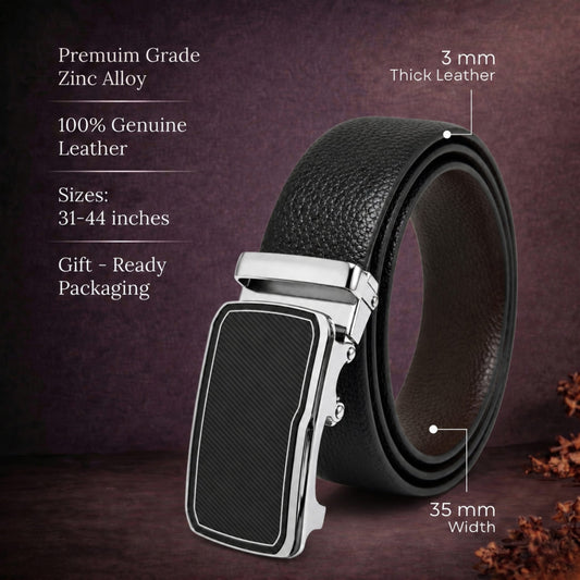 THE MEN THING Leather Belts Mens Genuine Leather Belt | 2 in 1 Reversible (Black & Brown) (1 Pc.) - LUXORIC
