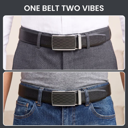 THE MEN THING Leather Belts Mens Genuine Leather Belt | 2 in 1 Reversible (Black & Brown) (1 Pc.) - LUXORIC-ARKON