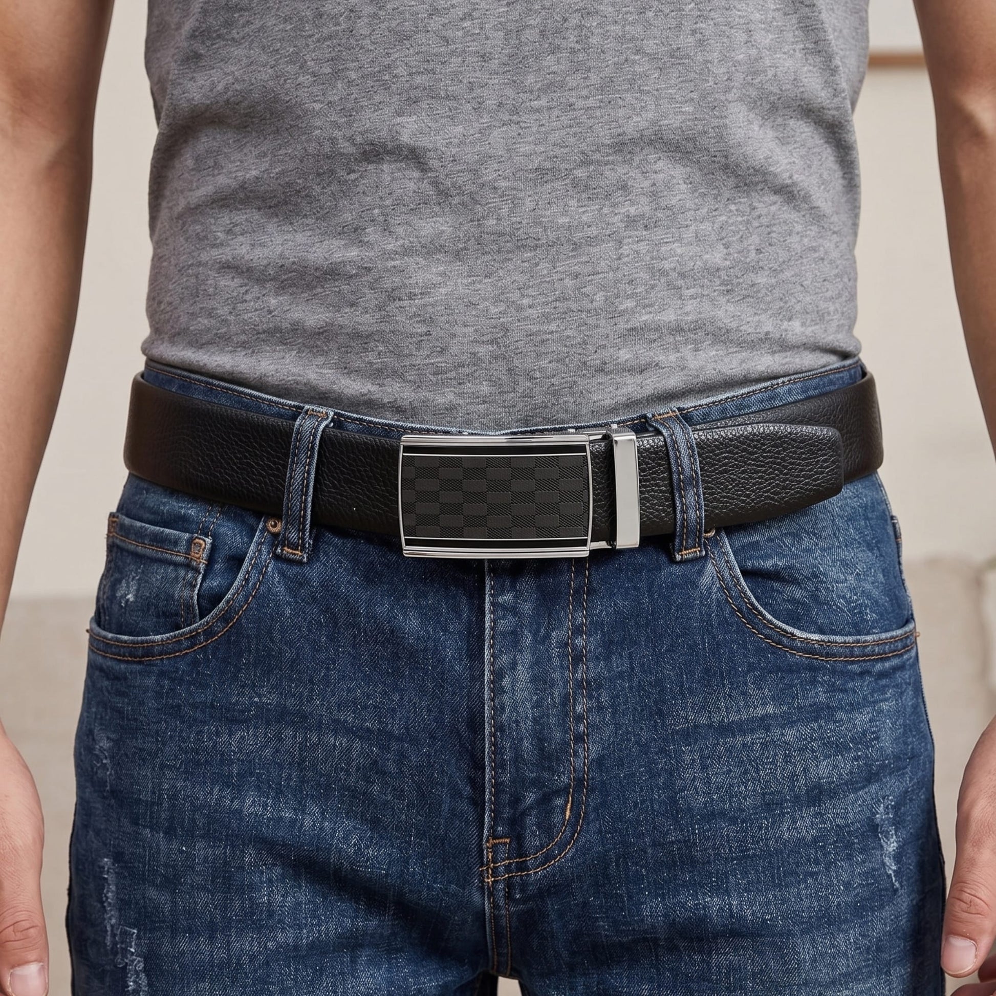 THE MEN THING Leather Belts Mens Genuine Leather Belt | 2 in 1 Reversible (Black & Brown) (1 Pc.) - LUXORIC-ARKON