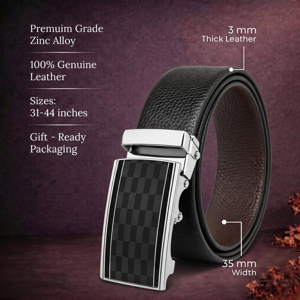Mens Genuine Leather Belt | 2 in 1 Reversible (Black & Brown) (1 Pc.) - LUXORIC-ARKON