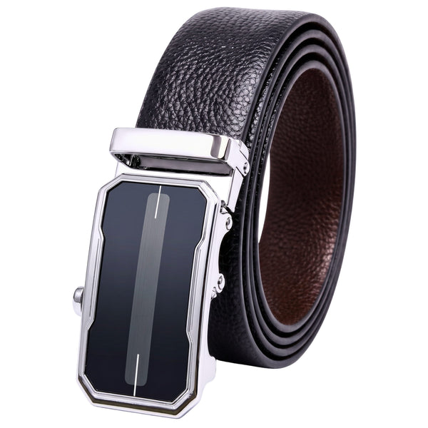 Mens Genuine Leather Belt | 2 in 1 Reversible (Black & Brown) (1 Pc.) - LUXORIC -AVENZO