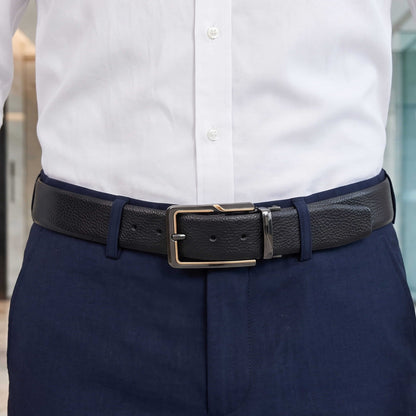 THE MEN THING Leather Belts Mens Genuine Leather Belt | 2 in 1 Reversible (Black & Brown) (1 Pc.) - LUXORIC -BRAVIX