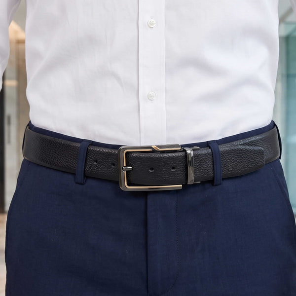 Mens Genuine Leather Belt | 2 in 1 Reversible (Black & Brown) (1 Pc.) - LUXORIC -BRAVIX