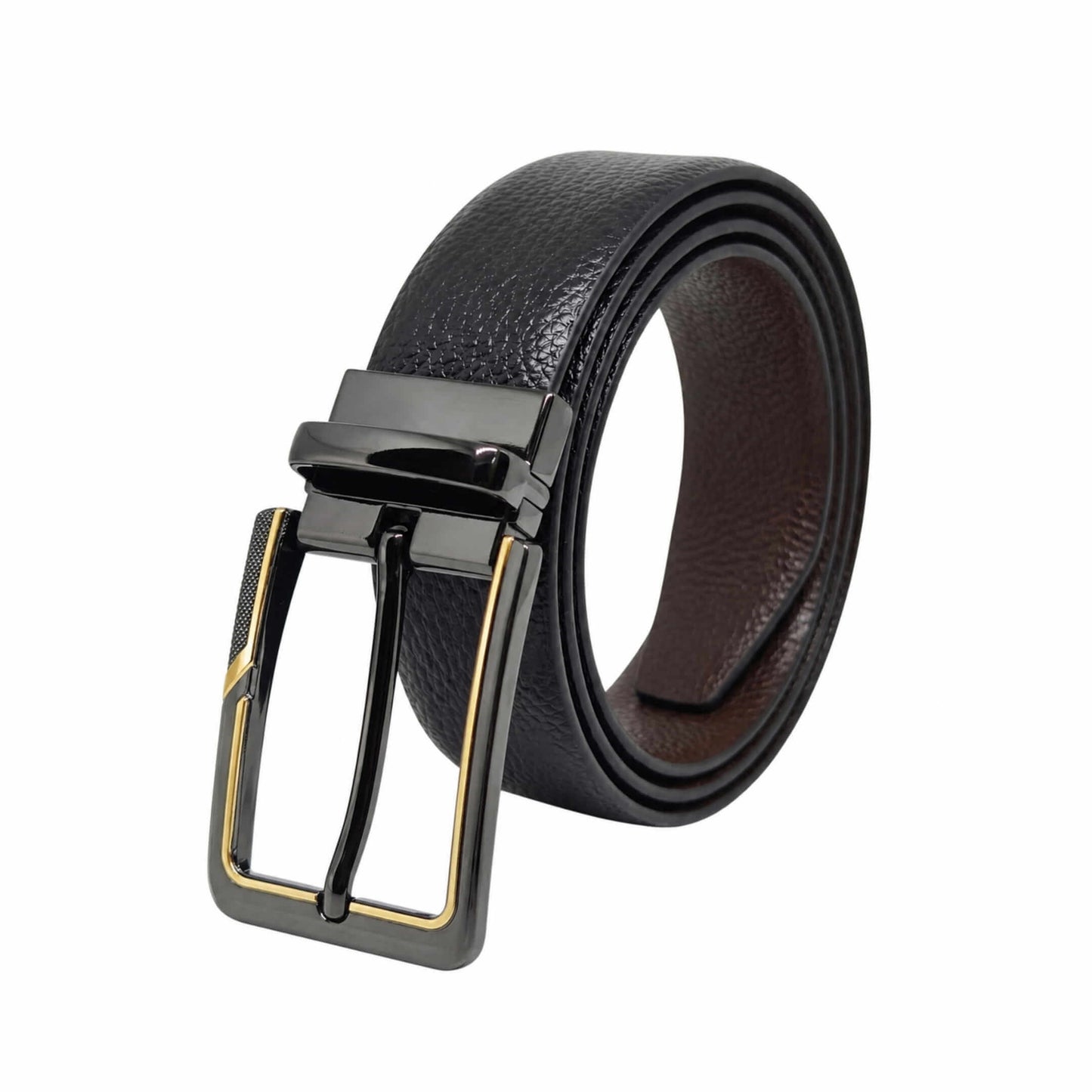 THE MEN THING Leather Belts Mens Genuine Leather Belt | 2 in 1 Reversible (Black & Brown) (1 Pc.) - LUXORIC -BRAVIX