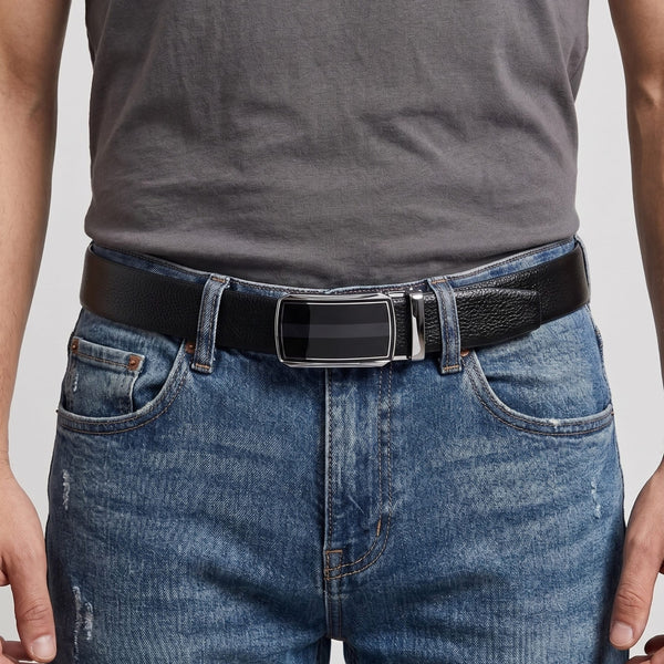 Mens Genuine Leather Belt | 2 in 1 Reversible (Black & Brown) (1 Pc.) - LUXORIC - KLYNT