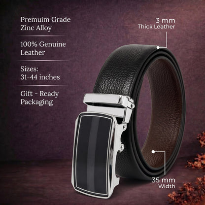 THE MEN THING Leather Belts Mens Genuine Leather Belt | 2 in 1 Reversible (Black & Brown) (1 Pc.) - LUXORIC - KLYNT