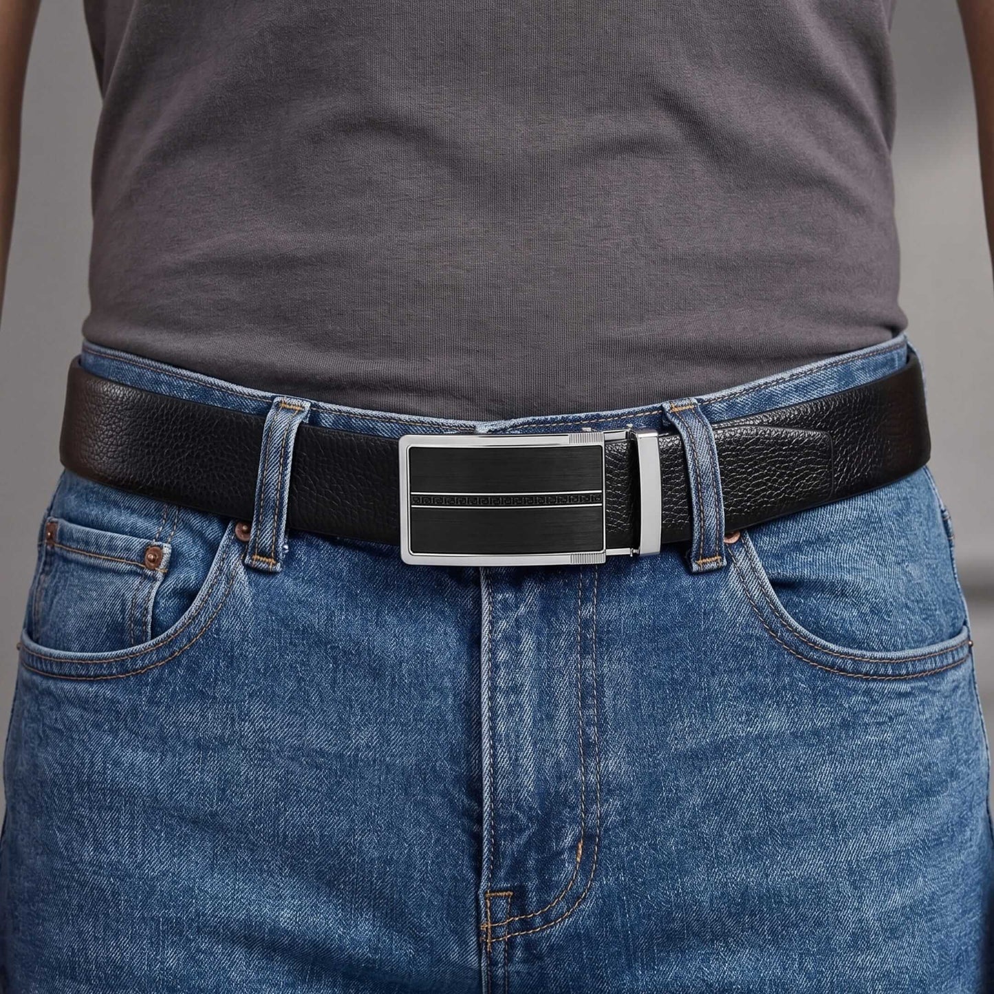 Mens Genuine Leather Belt | 2 in 1 Reversible (Black & Brown) (1 Pc.) - LUXORIC - KRONIQ — Leather Belts for Men | THE MEN THING